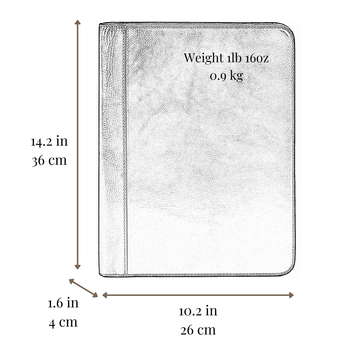 Time Resistance Leather Portfolio - A4 Document Folder - Italian Handcrafted Padfolio Organizer (Brown) - Gift Box Included