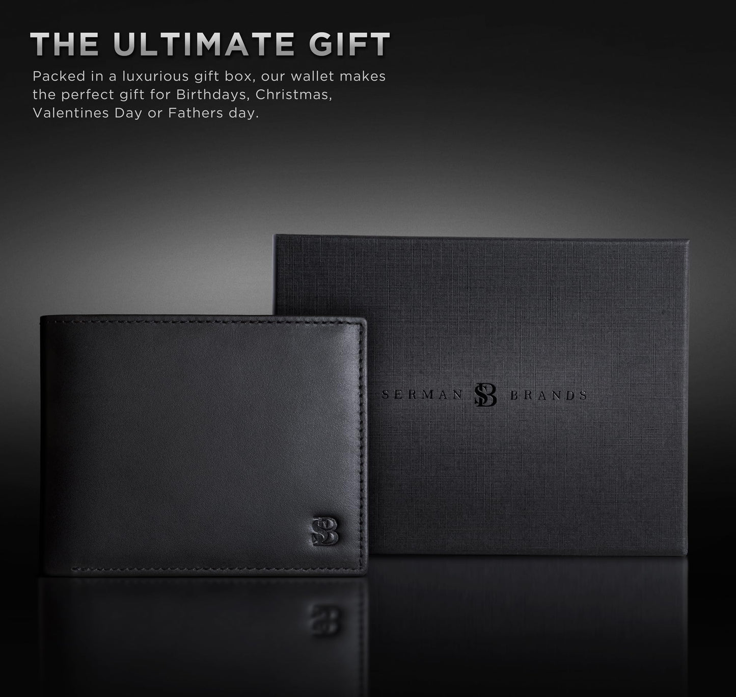 Full Grain Leather Wallet for Men | RFID Blocking | Extra Capacity Bifold Wallet with ID Windows | Ultra Strong Stitching | Slim Billfold with 13 Card Slots | Gift for Him (Charcoal Black Venture)