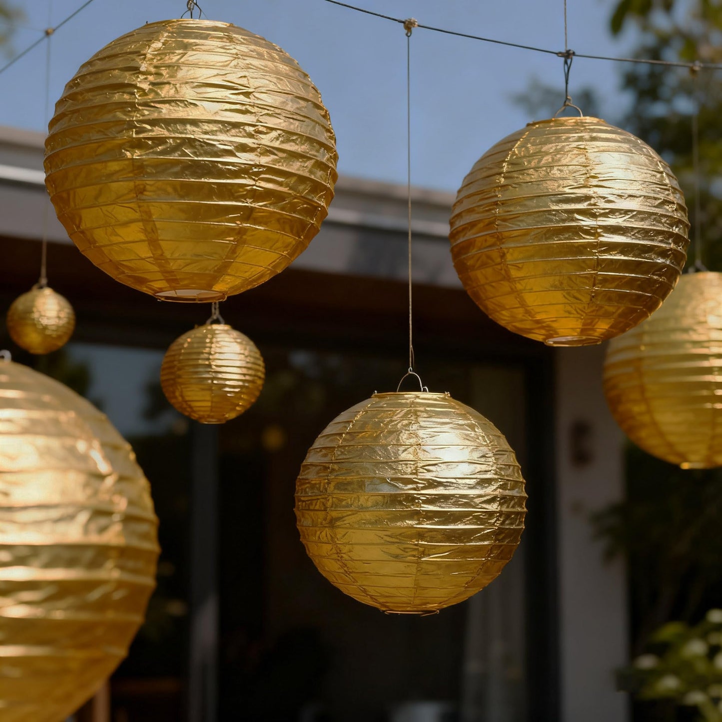 25 Pack Paper Lanterns, Sizes of 4", 6", 8", 10", 12", Hanging Lanterns Decorations Ball Lanterns for Home Decoration, Birthday Party and Wedding Decorations (Gold)