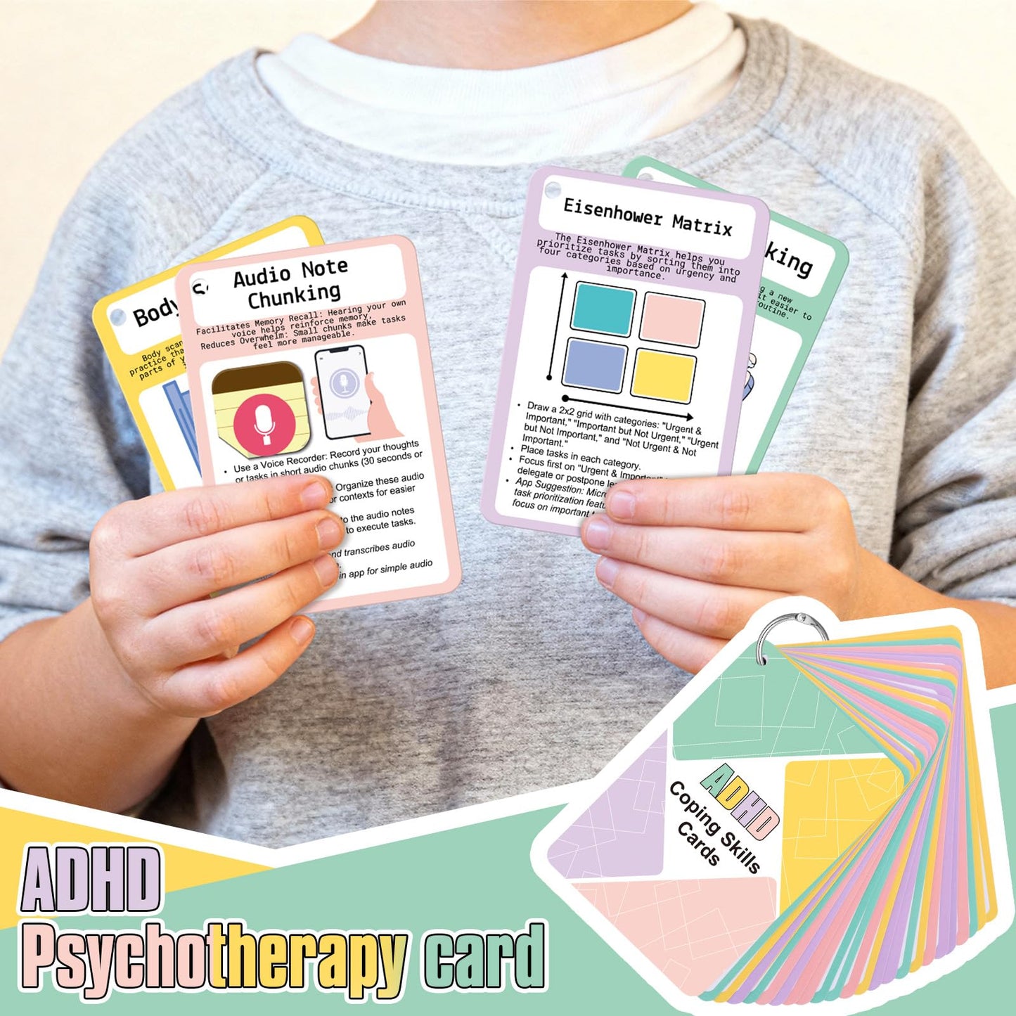25 Pcs ADHD Coping Skills Cards Emotional Regulation Tool Time Management Therapy Stress Relief Calm Down Corner Supplies Focus Training ADHD Tools for Adults Teens