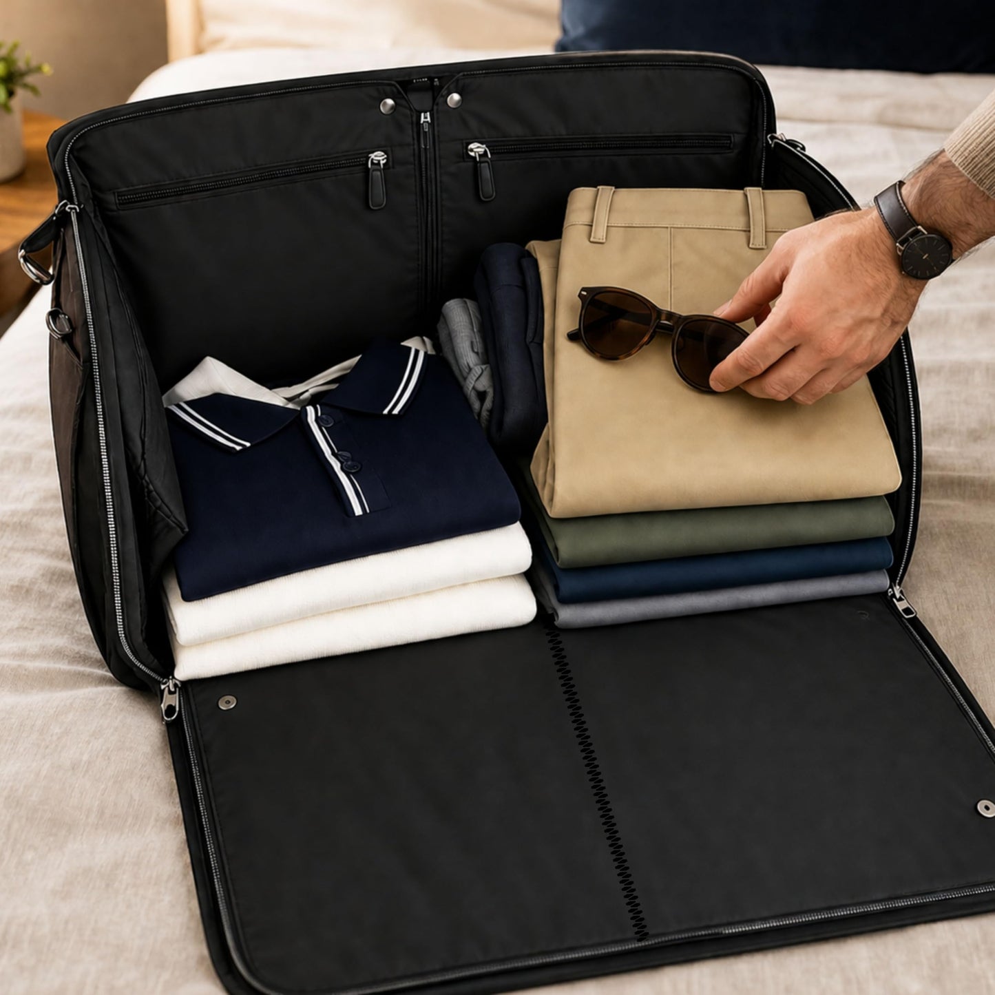 Cozy Cruiser Rolling Garment Bag with Wheels, Carry On Garment Duffle Bag for Travel, Convertible Wheeled Suit Bag for Men, Wrinkle-Free Business Travel Luggage with Shoe Pocket & Retractable Handle