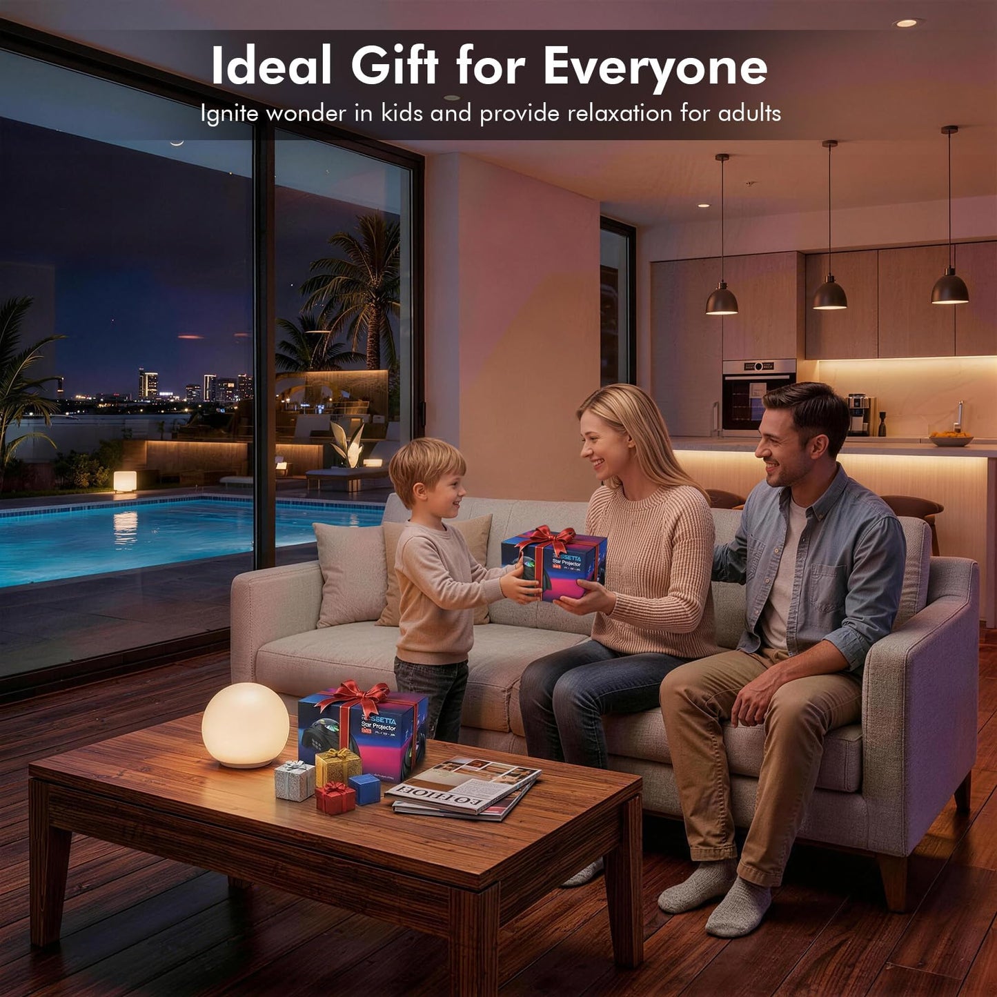 Rossetta Dual Lens Galaxy Projector, Star Projector for Bedroom with 58 Light Effects, Night Light Projector with White Noise & Bluetooth Speaker, Remote Timer, Room Decor Gift for Kids Adults Teens