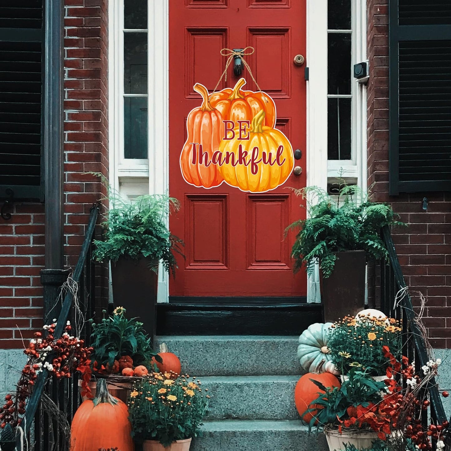 Fall Thanksgiving Home Front Door Hanger Decor - 3pcs Autumn Pumpkin Turkey Leaves Orange Paper Signs Banners, Baby Shower Birthday Wall Hanging Indoor Decorations Lasting Surprise