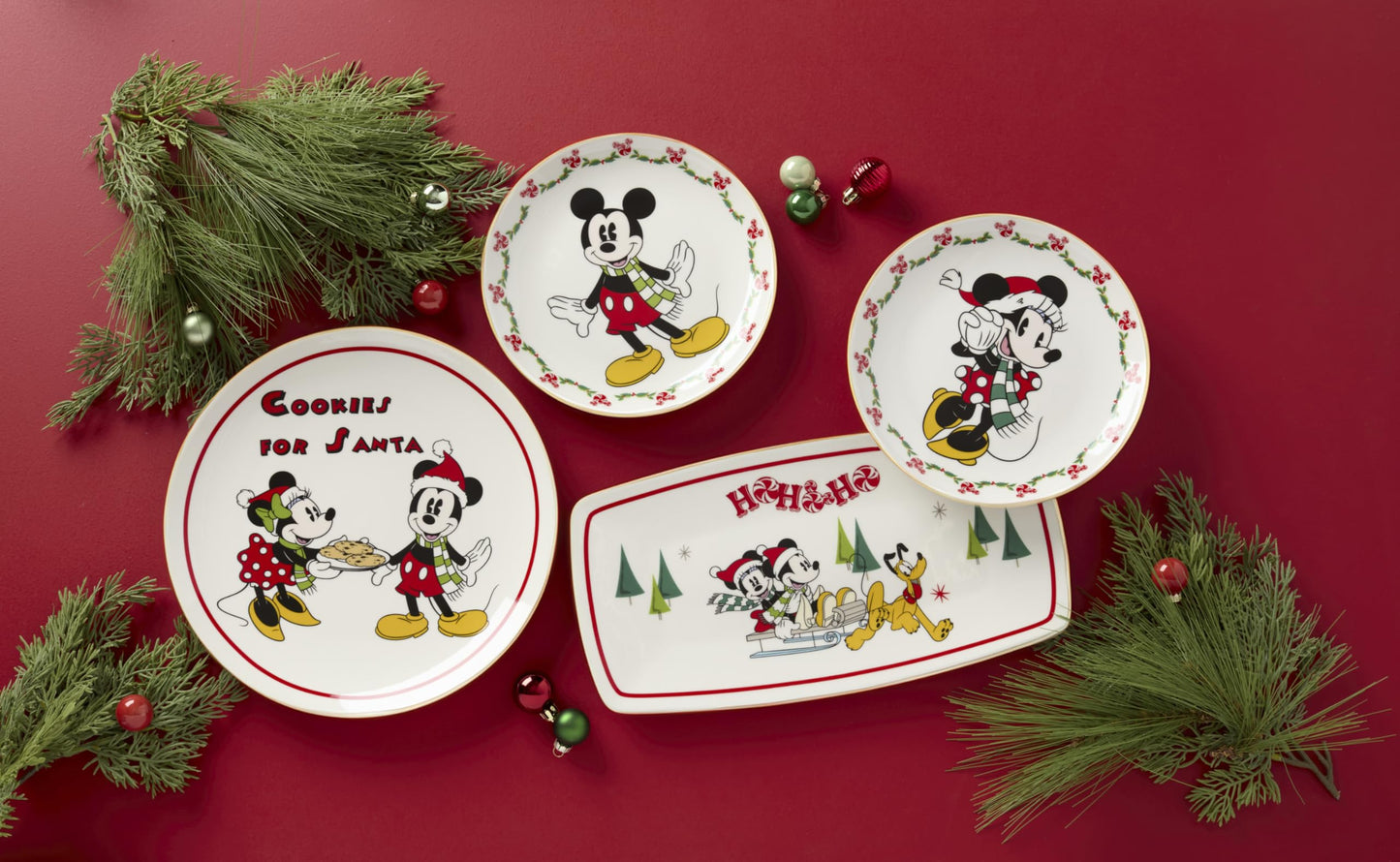Lenox Serveware, Disney Holiday Hors Doeuvres Tray, Food Tray, 13.75 x 7.75-Inch, Microwave Safe and Dishwasher Safe Porcelain, Christmas Serving Platter Trays, Christmas Table Centerpieces (1 Piece)