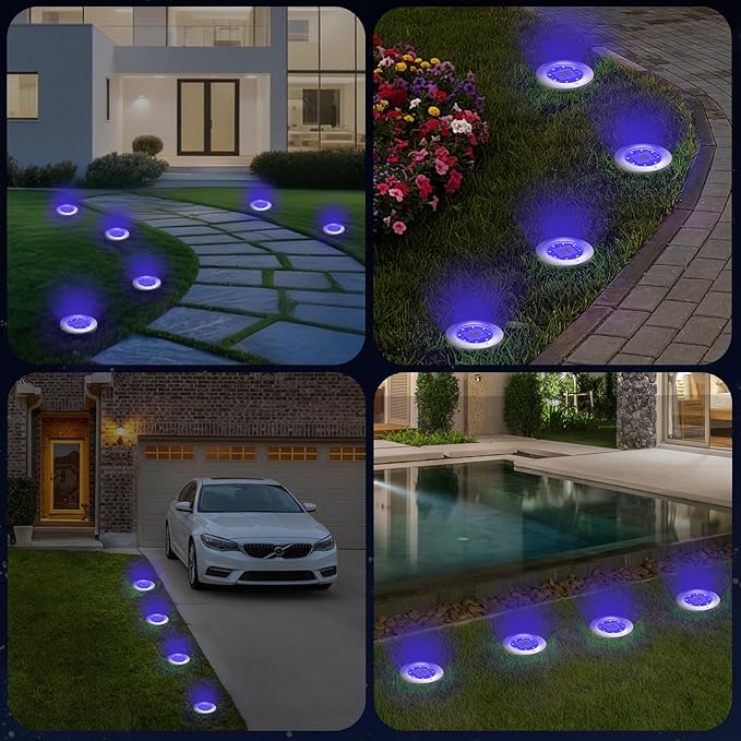 INCX Halloween Solar Lights Outdoor,12 Pack Solar Pathway Lights with Auto On/Off,Waterproof & Anti-Rust Landscape Lighting for Garden, Yard, Patio, Deck - Halloween Decorations,Purple