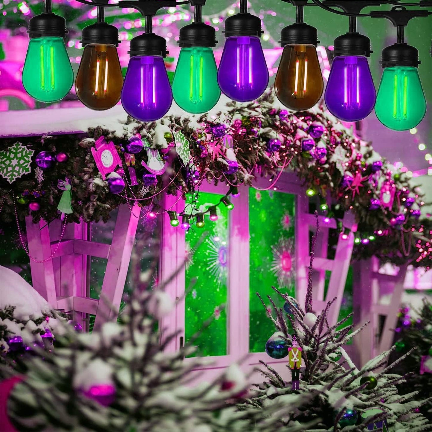 Sxminer 15 PCS LED Purple S14 Bulbs Christmas Replacement Bulb 1W LED String Light Bulb E26 Base Edison Bulbs Plastic Shatterproof Decorative Bulbs for Outdoor String Lights Home Patio Decor(Purple)