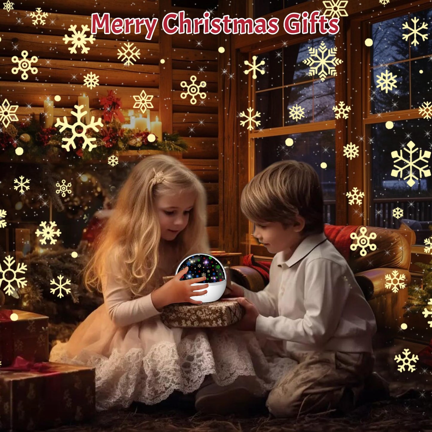 Christmas Projector Night Light Indoor, Snowflake NightLight for Room Decor, Kids Star Projector Night Light with Starry&Snowfall Theme,Xmas Birthday Gift Toy for Baby Toddler