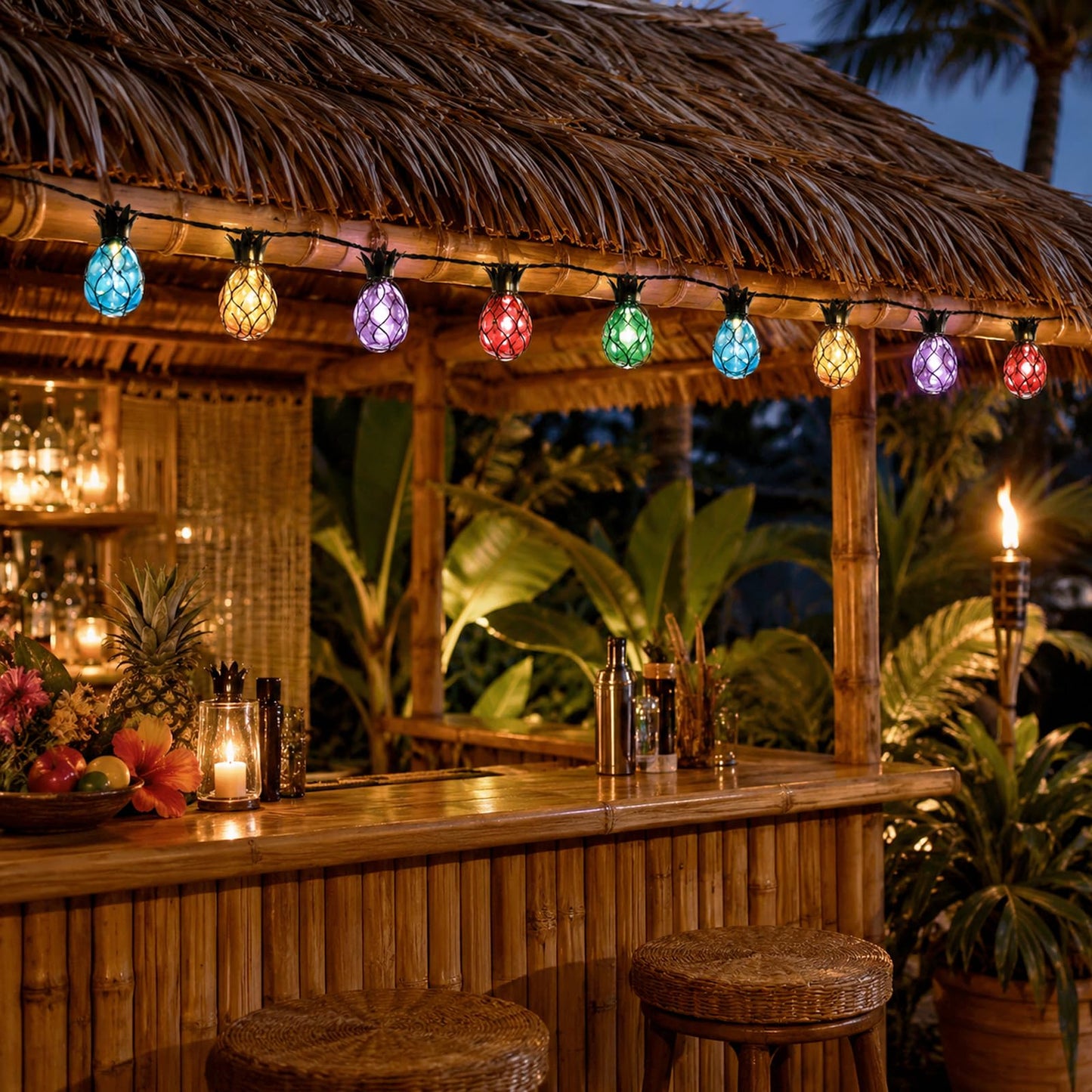 Vigdur Pineapple String Lights - Outdoor Patio Lights Plug in with 10 Pineapple Bulbs Connectable, Indoor String Light for Bedroom Bistro Tiki Decor(10FT