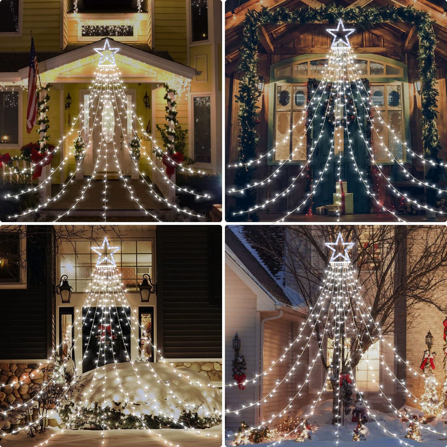 XUNXMAS Christmas String Lights Outdoor Decoration 317 LED Star Fairy String Lights 8 Modes & Waterproof for Party Wedding Patio Yard New Year Holiday Indoor Outdoor Cool White