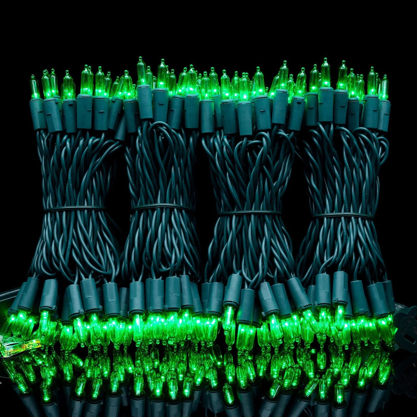 YULETIME 200 Green LED Christmas Lights, 66 ft Green Wire UL String Light