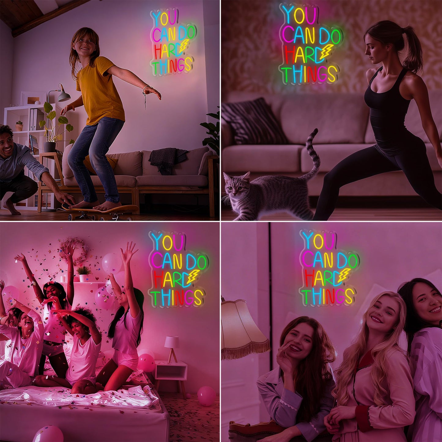 You Can Do Hard Things Neon Sign Dimmable LED USB Powered Neon Light UP for Classroom Wall Decor Art Positive Bedroom Library Study Room Home for Student Kid Teen Birthday Party Christmas Backdrop Decoration Gift (You Can Do Hard Things)