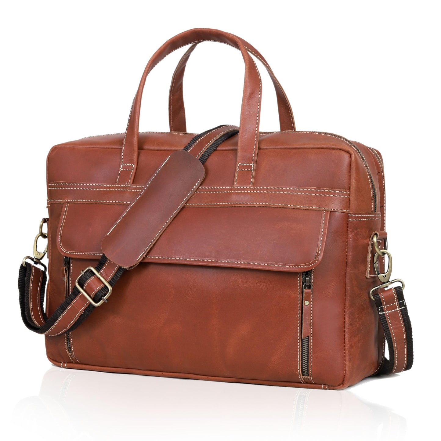 18 Inch Full Grain italian Leather Briefcase for Men, Top Choice Gifts, Handcrafted Laptop Bag (TAN) (18 inch)