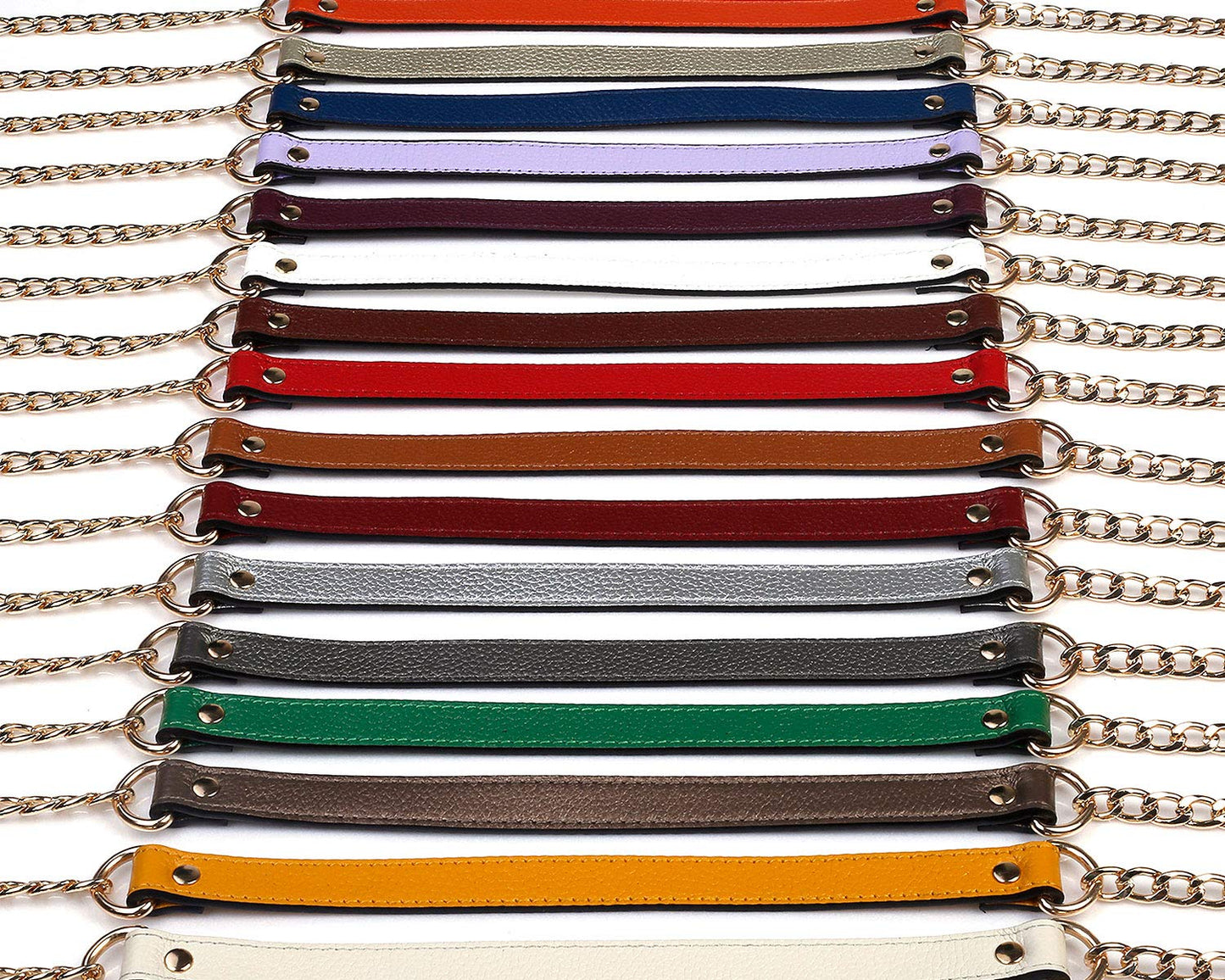 VanEnjoy Replacement Chain & Genuine Leather Shoulder Crossbody Strap (Gold)