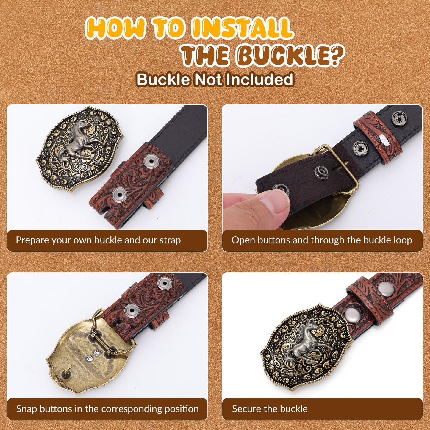 SANSTHS Kids Western Belt without Buckle Genuine Leather Boys Girls Belt Strap Cowgirl Cowboy Belts for Jeans Western Gifts, Embossed Leaf/Black Coffee