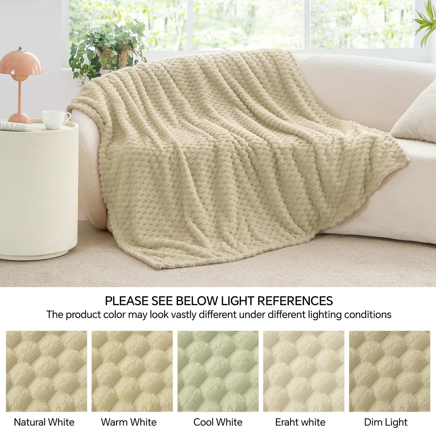 BEDELITE Fleece Throw Blanket for Couch & Bed - 3D Jacquard Decorative Almond Blanket, Super Soft and Cozy Warm Fuzzy Blanket All Seasons Suitable, 50x60Inches