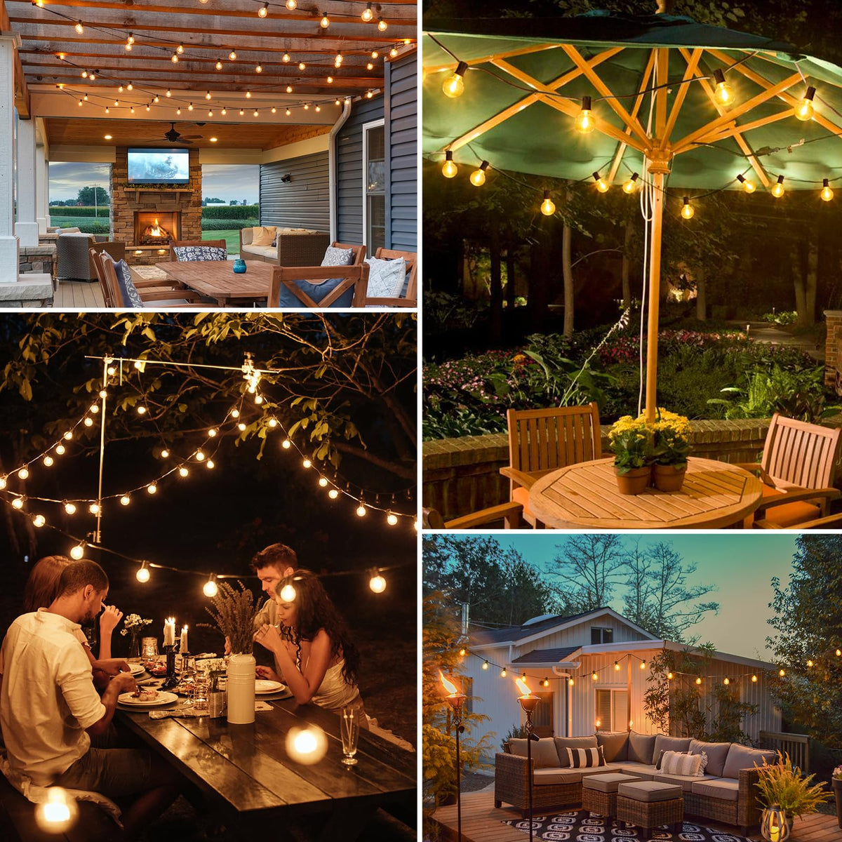Larkvue 120W Outdoor Dimmer for String Lights with Remote, 4 Brightness, 3 Modes, Timer & Memory Function, Waterproof Plug Switch for S14/ST38/G40