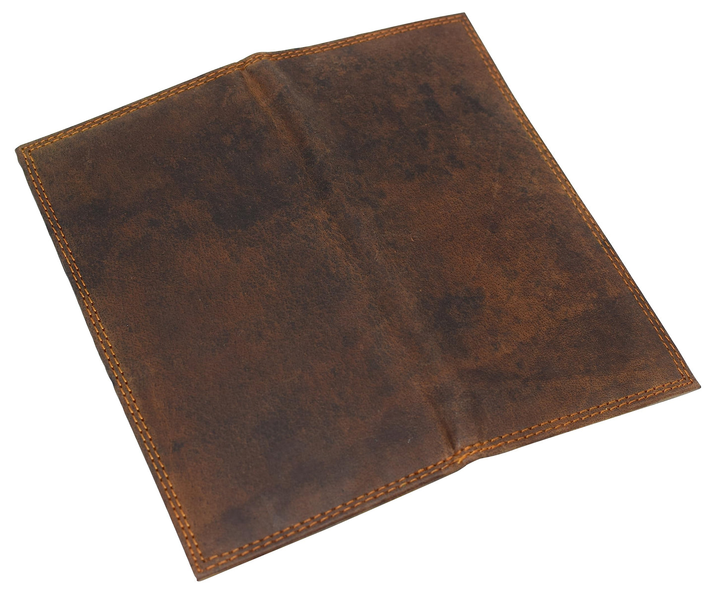 CAZORO Premium Vintage Leather RFID Blocking Slim Checkbook Cover Wallet (Brown)