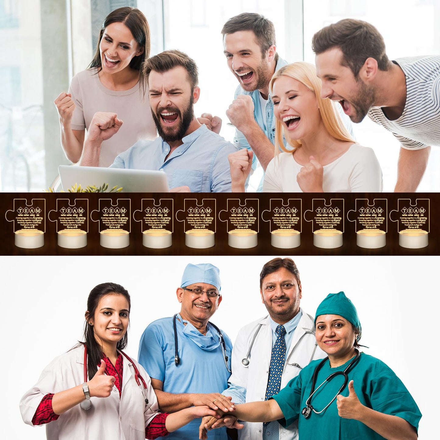Sumind 6 Pcs CNA Week Gifts Bulk for Nurse Acrylic LED Night Light Lamp Team Appreciation Inspirational Thank You Gifts for Nurse Women Team Office Staff Employee Coworker