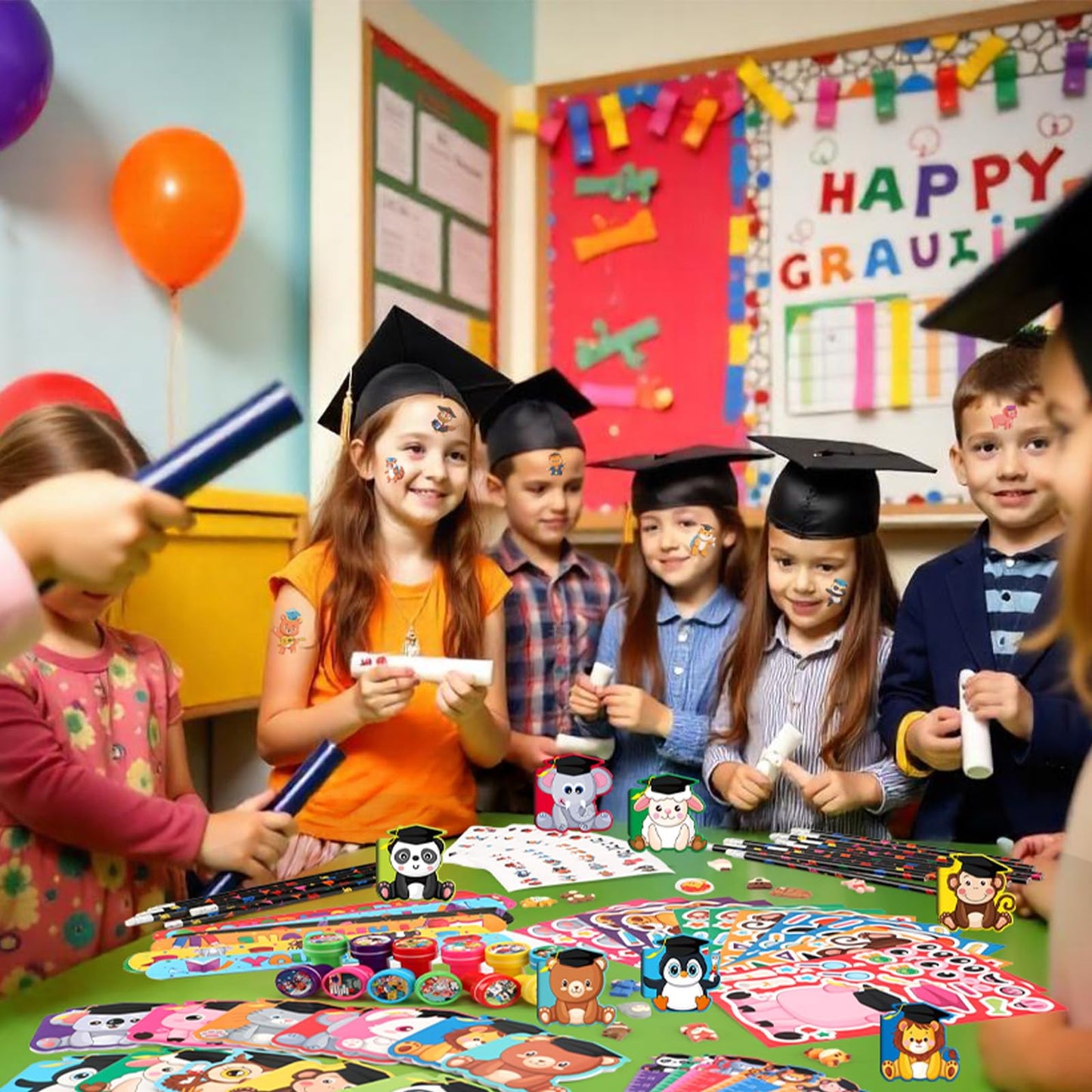 BenLouis 432 Pcs Graduation School Stationery Set Party Favors Preschool Kindergarten Classroom Gift Prizes Bulk for Kids Students Congrats Grad Goodie Bags Stuffers(Graduation Animals)