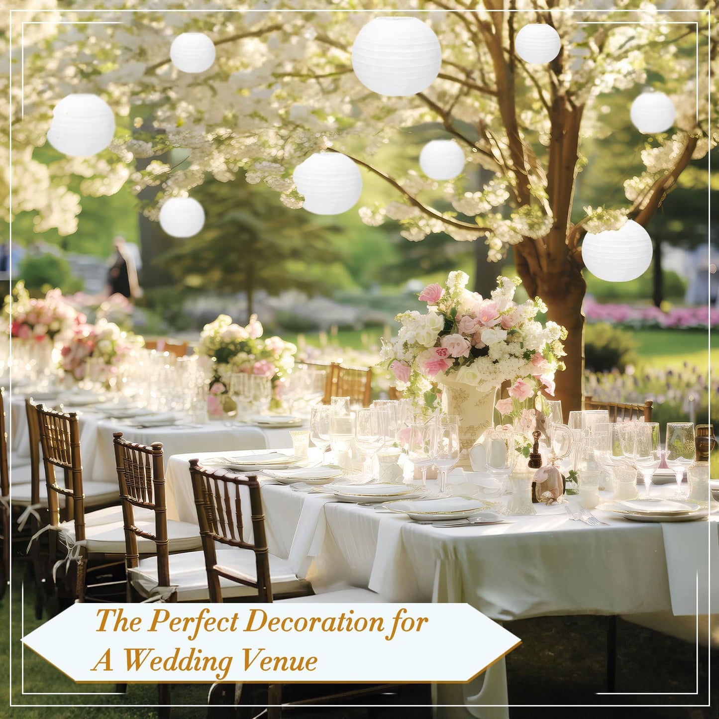 24 Packs White Paper Lanterns 12 Inch Chinese Japanese Hanging Paper Lanterns Lamp Round with Clear Fishing Line DIY Table Centerpiece Decoration for Wedding Birthday Party Baby Shower Indoor Outdoor