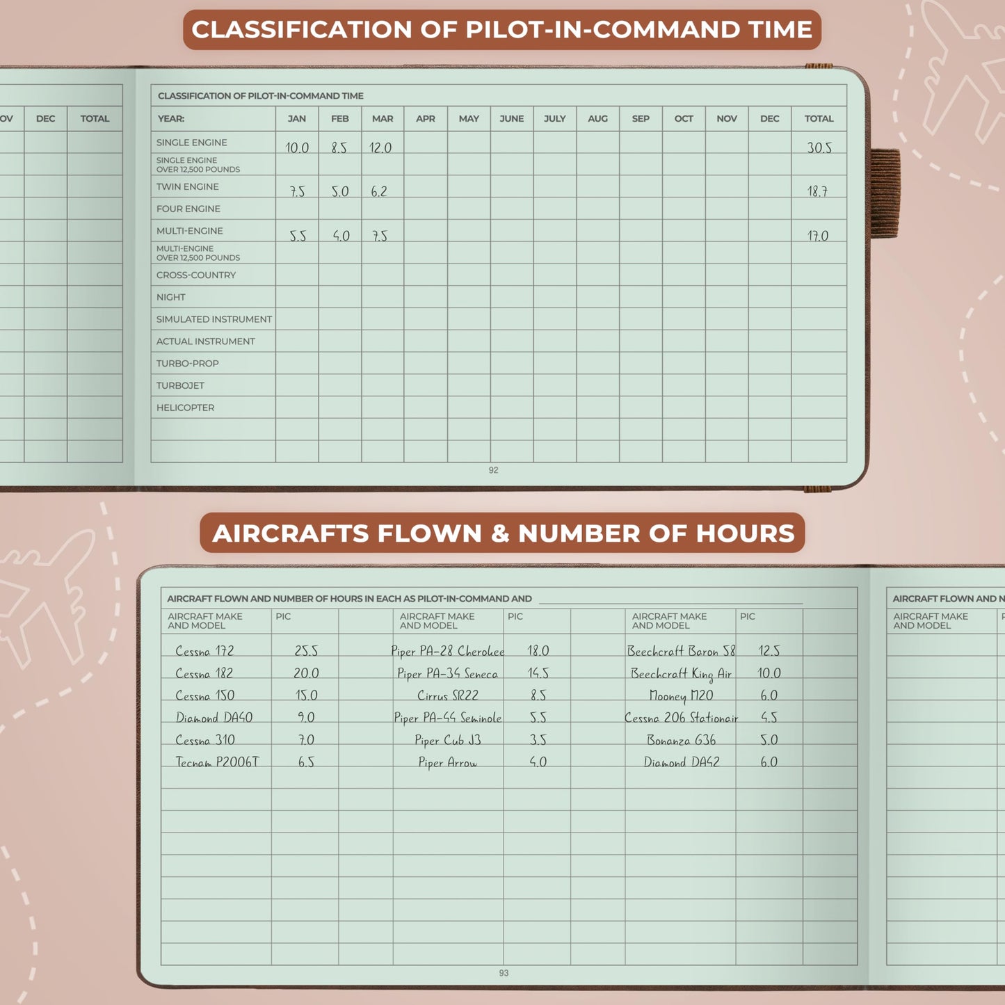 Clever Fox Pilot Logbook – Hardcover Flight Log Journal for Professional & Student Pilots – Aircraft Record Book, Aviation Gifts & Gear (Aviator Brown)