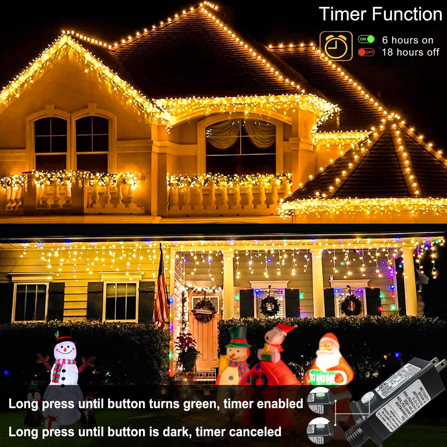 Warm White Christmas Lights Outdoor - 99ft 1216 LED 8 Modes Hanging Dripping Icicle String Lights with 228 Drops, Plug in Waterproof Timer Memory for House Home Holiday Yard Wedding Party Indoor