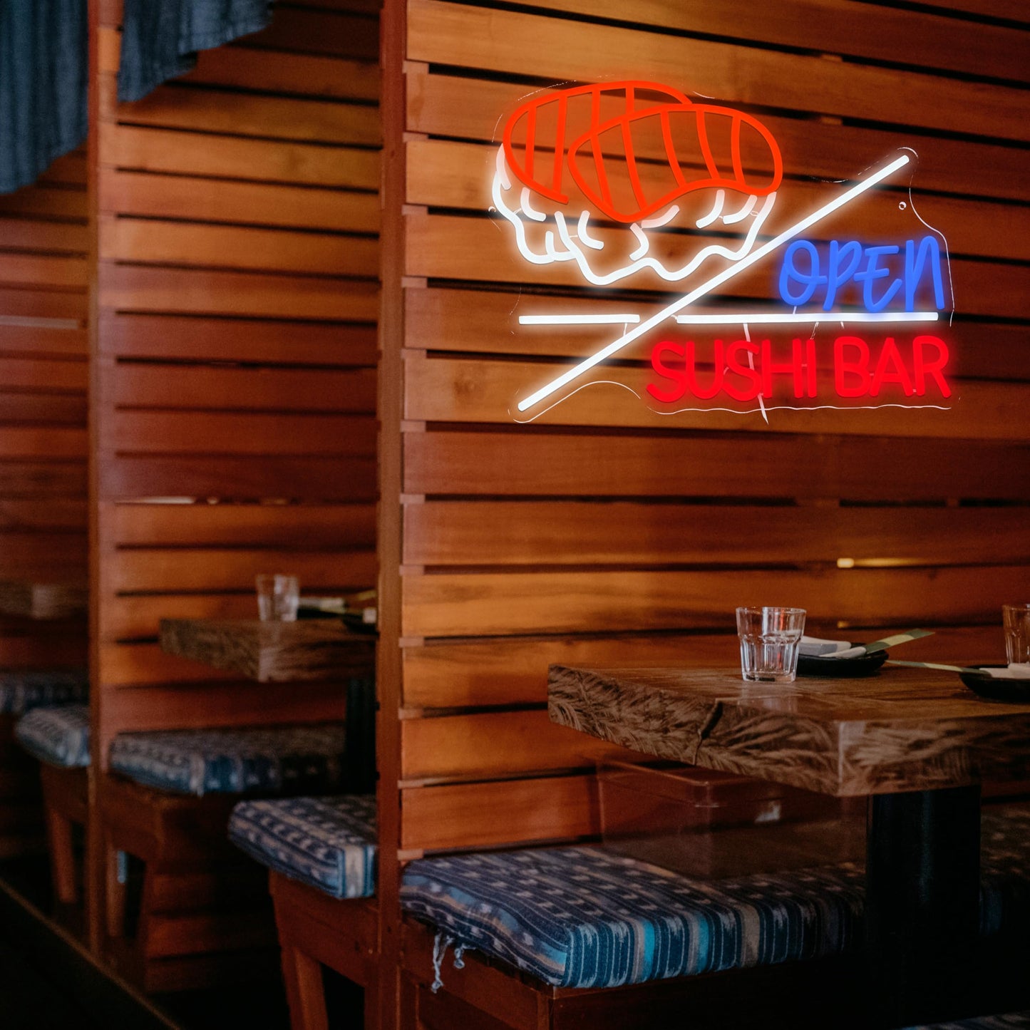 LISIGNVE Sushi Bar Open Neon Sign Led Open Sign for Wall Decor Sushi Bar Neon Light for Japanese Restaurant Shop Snack Food Street (16.5 * 12.6 Inch)