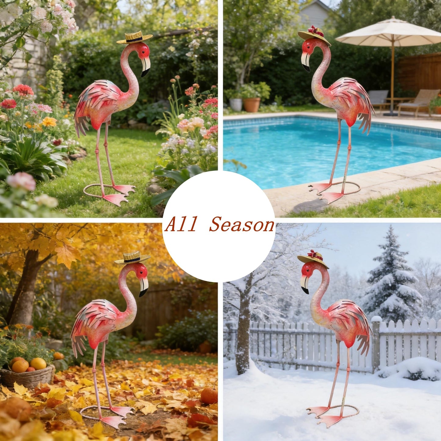 chisheen Flamingo Statues Pink Bird Art Garden Sculptures Outdoor Metal Yard Decor for Wedding Gifts Patio Lawn Porch Ornament Decoration