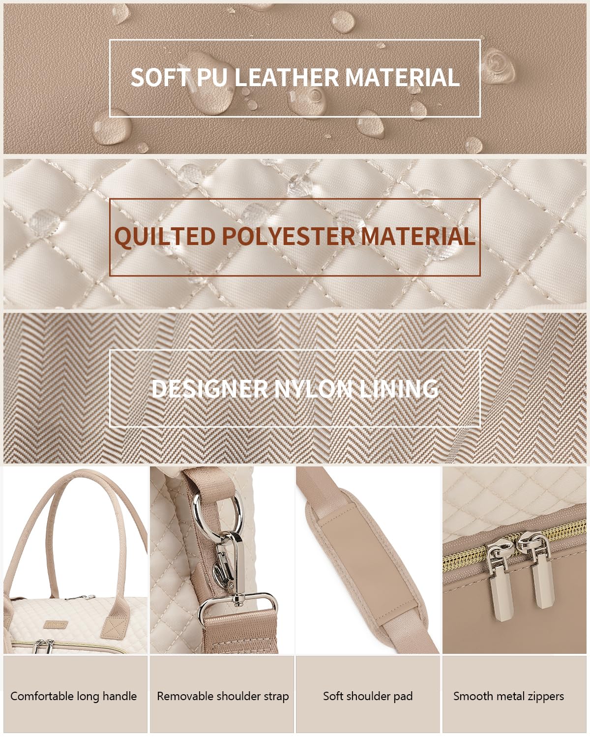 CLOKARS Weekender Bags for Women, Travel Duffle Bag Carry On Overnight Bag with Cosmetics Bag and Crossbody Purse for Gym Hospital, Gifts for Women, Beige Camel