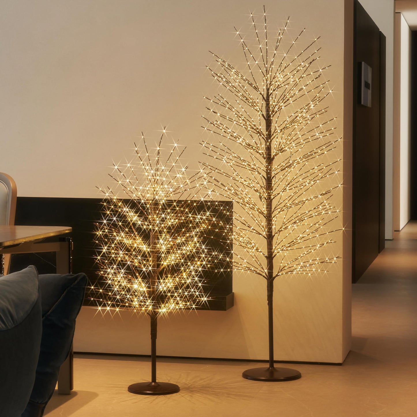 Hairui Lighted Brown Tree with 576L Warm White Fairy Lights 4FT, Twig Tree with Lights for Indoor Outdoor Home Christmas Winter Holidays Party Decoration