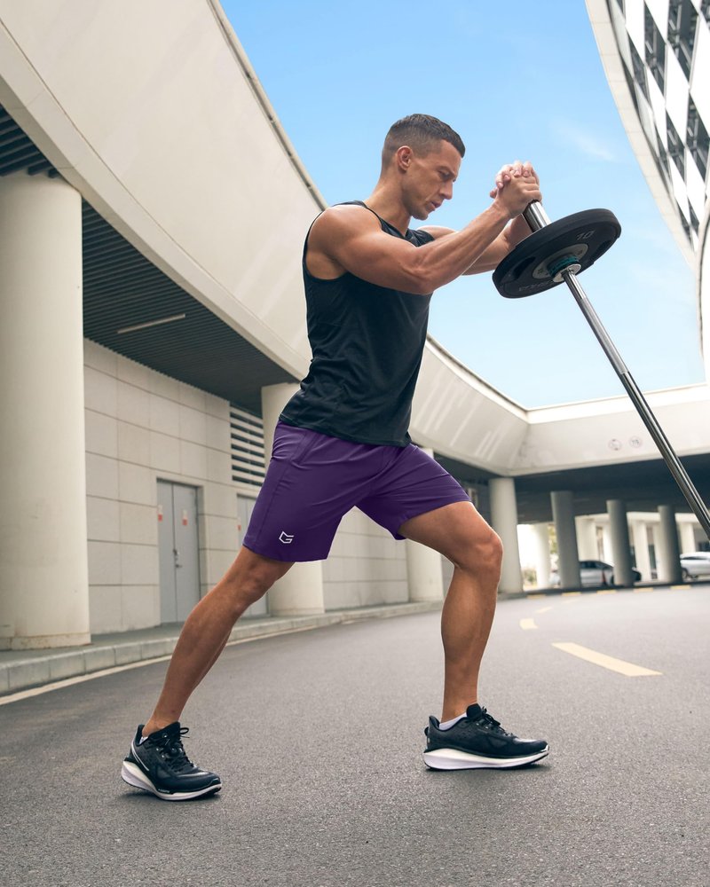 Men's Athletic Running Shorts with Zipper Pockets Quick Dry 7"/ 5"/ 9" Workout Gym Shorts for Basketball Hiking(Purple,7XXL)