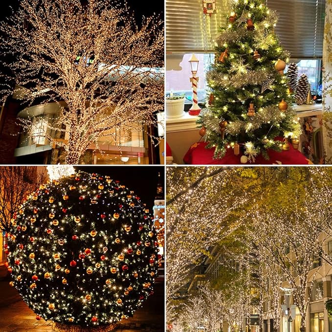 100Ft Warm White Plug in Fairy Lights 300 LED Waterproof Twinkle Copper Wire String Lights with Remote for Christmas Tree Bedroom Porch Patio Garden Wedding Party