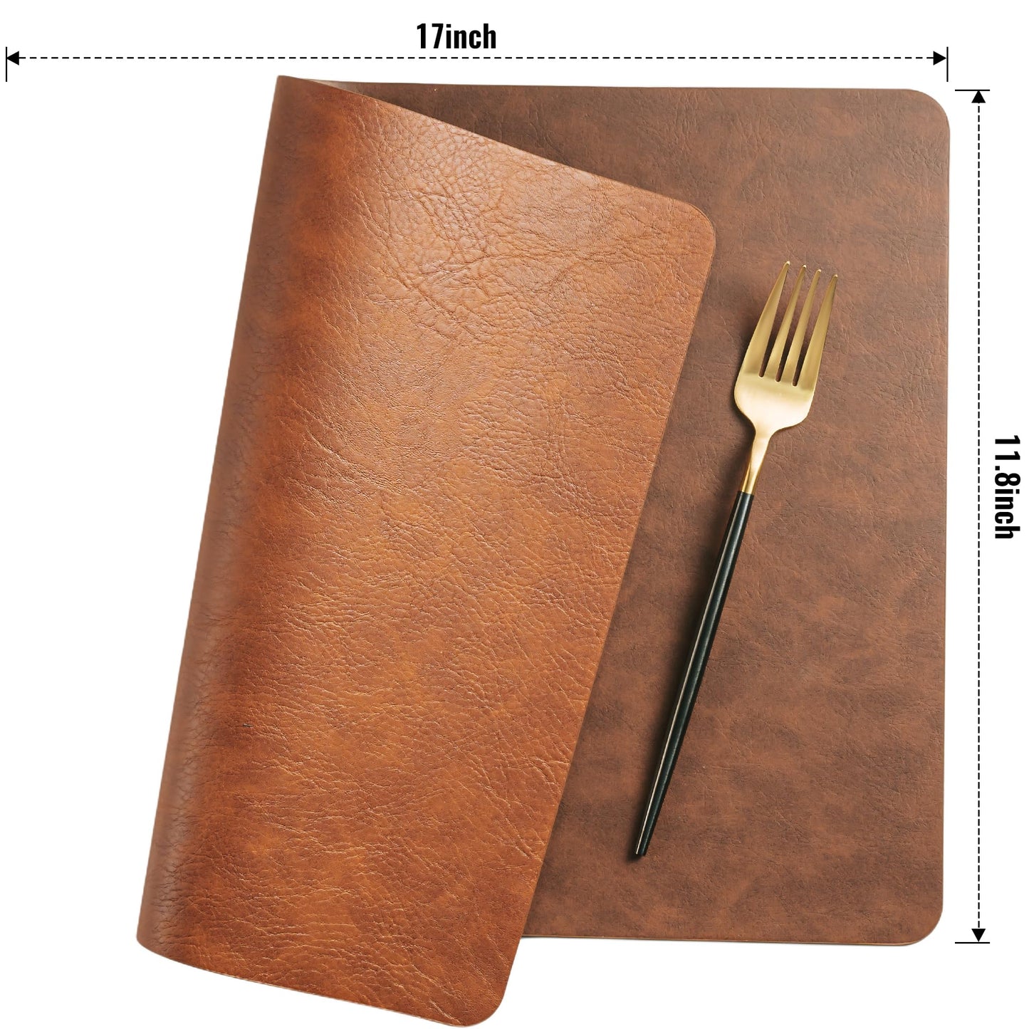 Placemats Set of 4, DOLOPL Reversible Dual-Color Faux Leather Place Mats 17"x11.8"– Waterproof, Heat Resistant, Washable & Wipeable, Luxury Retro Style for Kitchen Dining Table (Reddish Brown & Brown)