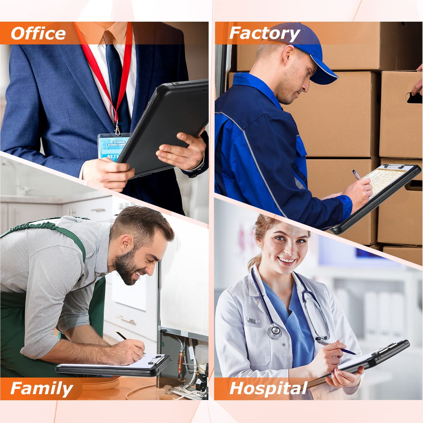12 Pieces Clipboard with Storage 9.5 x 13.5'' High Capacity Nursing Clip Boards with Pen Holder Black Binder Folder Paper Organizer for Nurses Teachers Work School Office Supplies(Black)