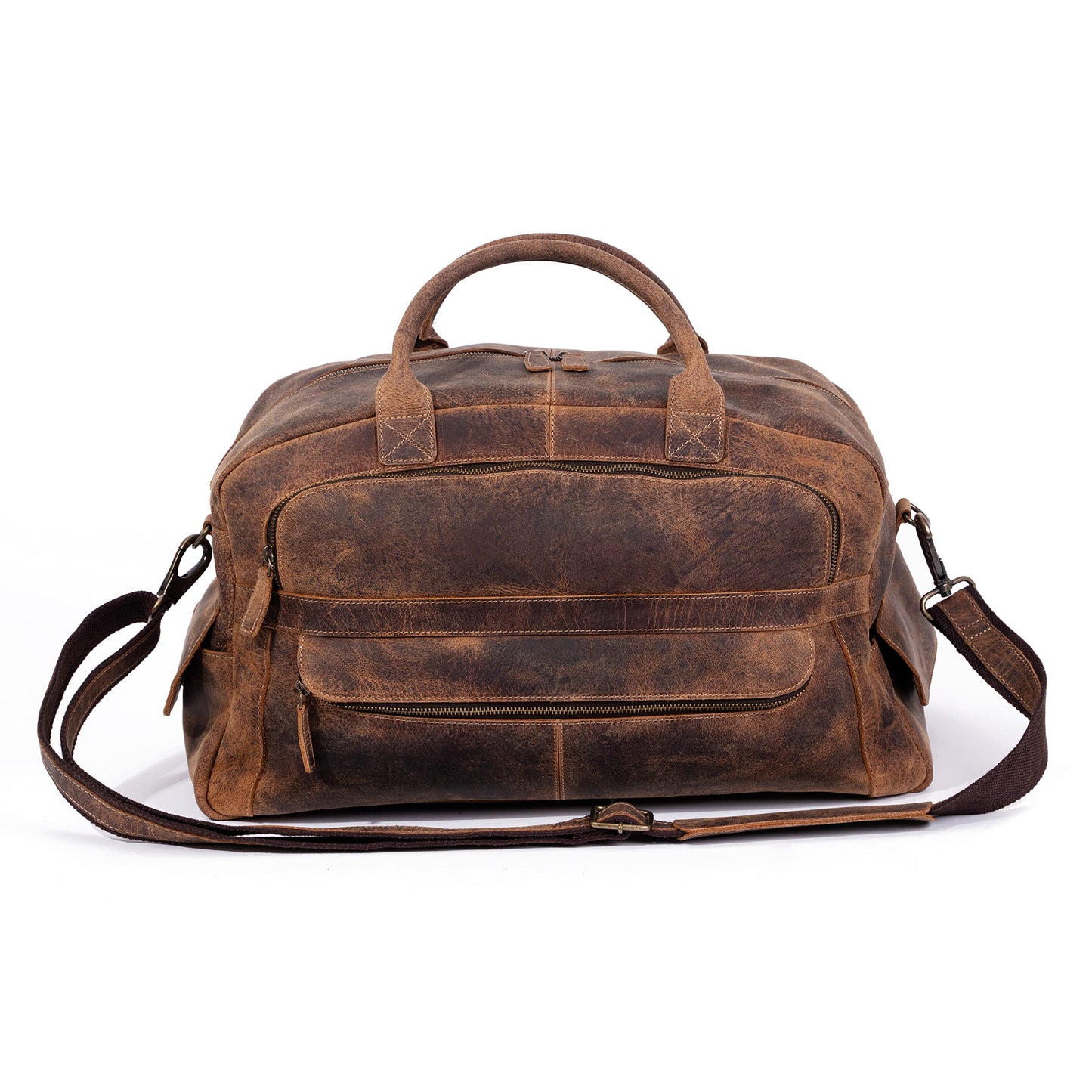 KomalC Leather Travel Duffel Bags for Men and Women Full Grain Leather Overnight Weekend Bags Sports Gym Duffle
