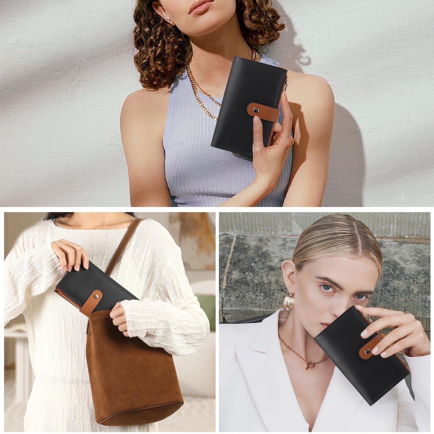 yiijay Wallet Women RFID Blocking Multi Cards Wallet Credit Card Holder for Women Large Capacity Lady Leather Trifold Travel Wallet with Pen Holder