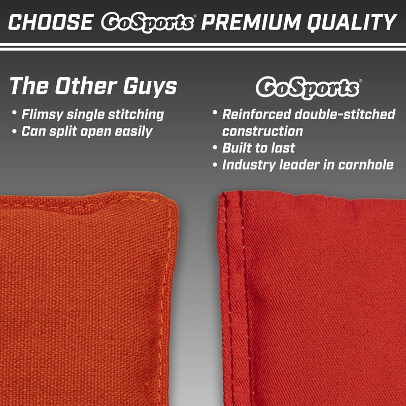 GoSports Cornhole Bean Bags Set of 4 - Regulation All Weather - Classic Orange