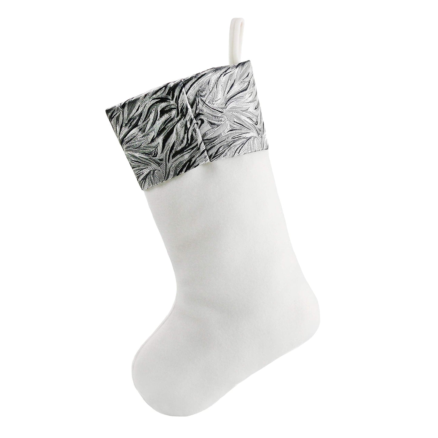 BSTAOFY Christmas Stockings Set of 4 Soft Non-Woven Patterned Santa Claus Animals Socks for Assorted Xmas Tree Hanging Decor Party Ornaments Gifts Kids, Silver