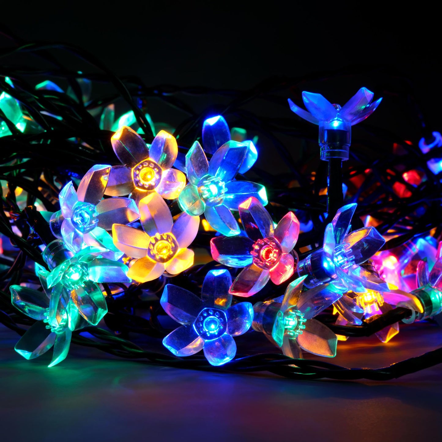 YULETIME 100 Count Multicolor Cherry Blossom Novelty String Lights, 8-Mode 33-Foot LED String Lights (Cherry Blossom)