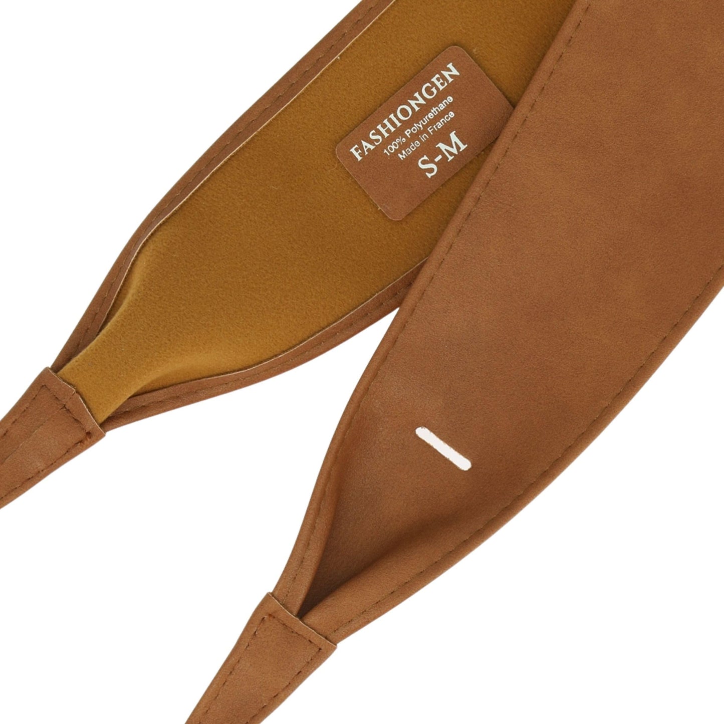 FASHIONGEN Obi Belt for Women ā Wide Waist Belt in Faux Leather, MICA - Camel, Small/Medium