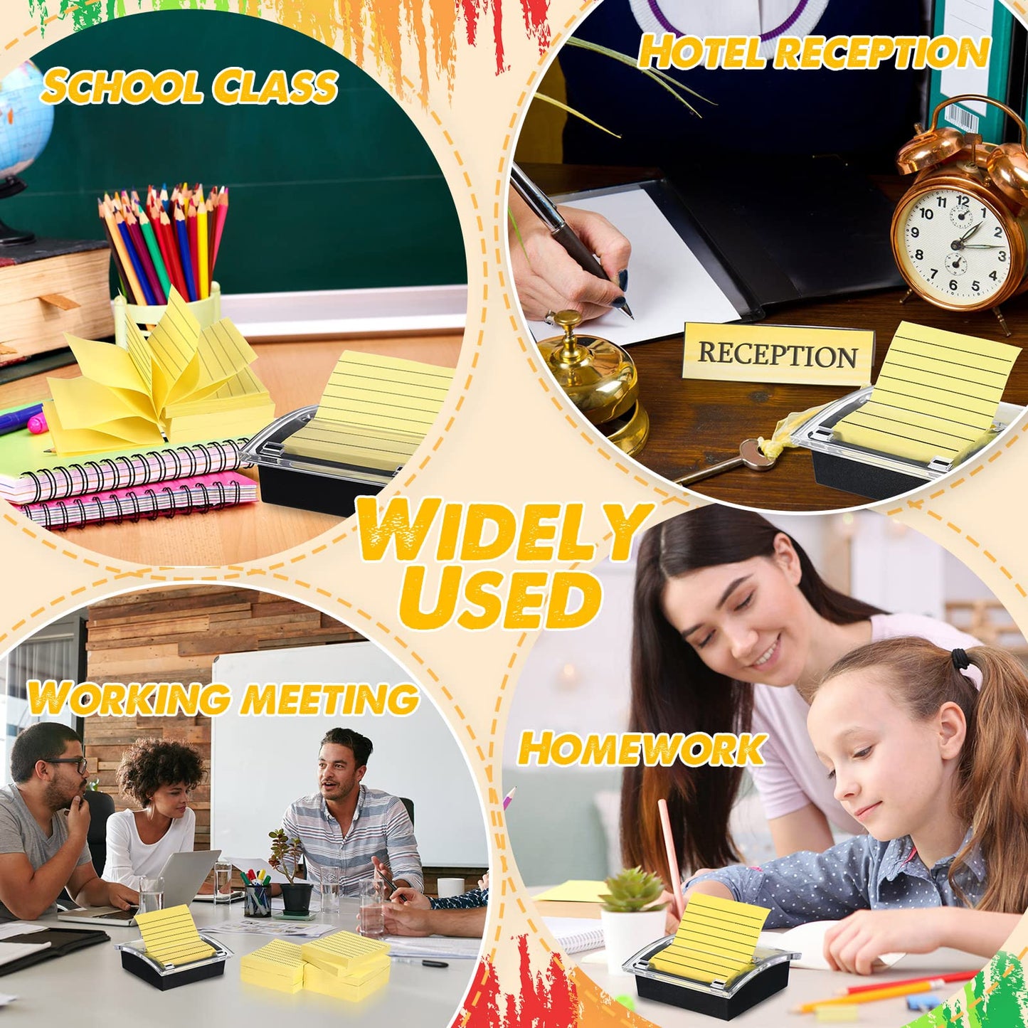 Thenshop 10 Pads Pop up Sticky Notes with 1 Pack Pop up Note Dispenser Note Holder Black Base Clear Top Self Stick Memo Ruled Adhesive Notes 3x3 Ruled Memo Pads Refills 100 Sheet/pad