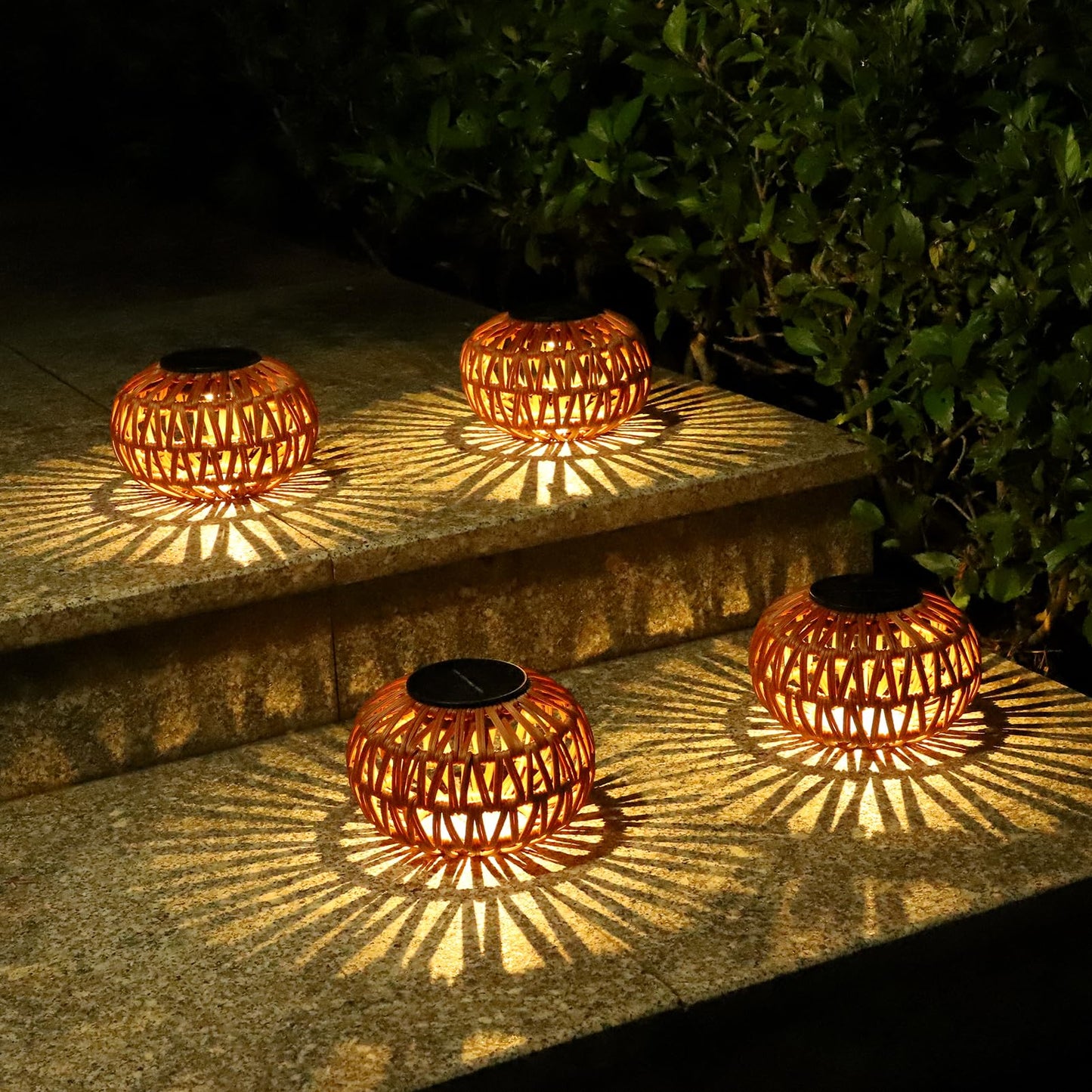 2 Pack Solar Lanterns Outdoor Waterproof, Outdoor Table Lamp Decor, Rattan Solar Lights Decorative, Small Tabletop Lantern Gifts for Mom, Grandma, Lantern Lights Outside for Garden, Yard, Steps