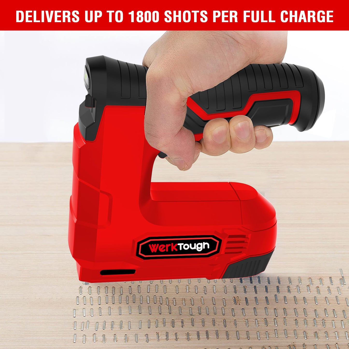 Werktough 4V Cordless Staple Gun Red Brad Nailer DIY 2 in 1 Electric Staple Gun USB Cable 2000pcs Staple T50 18GA