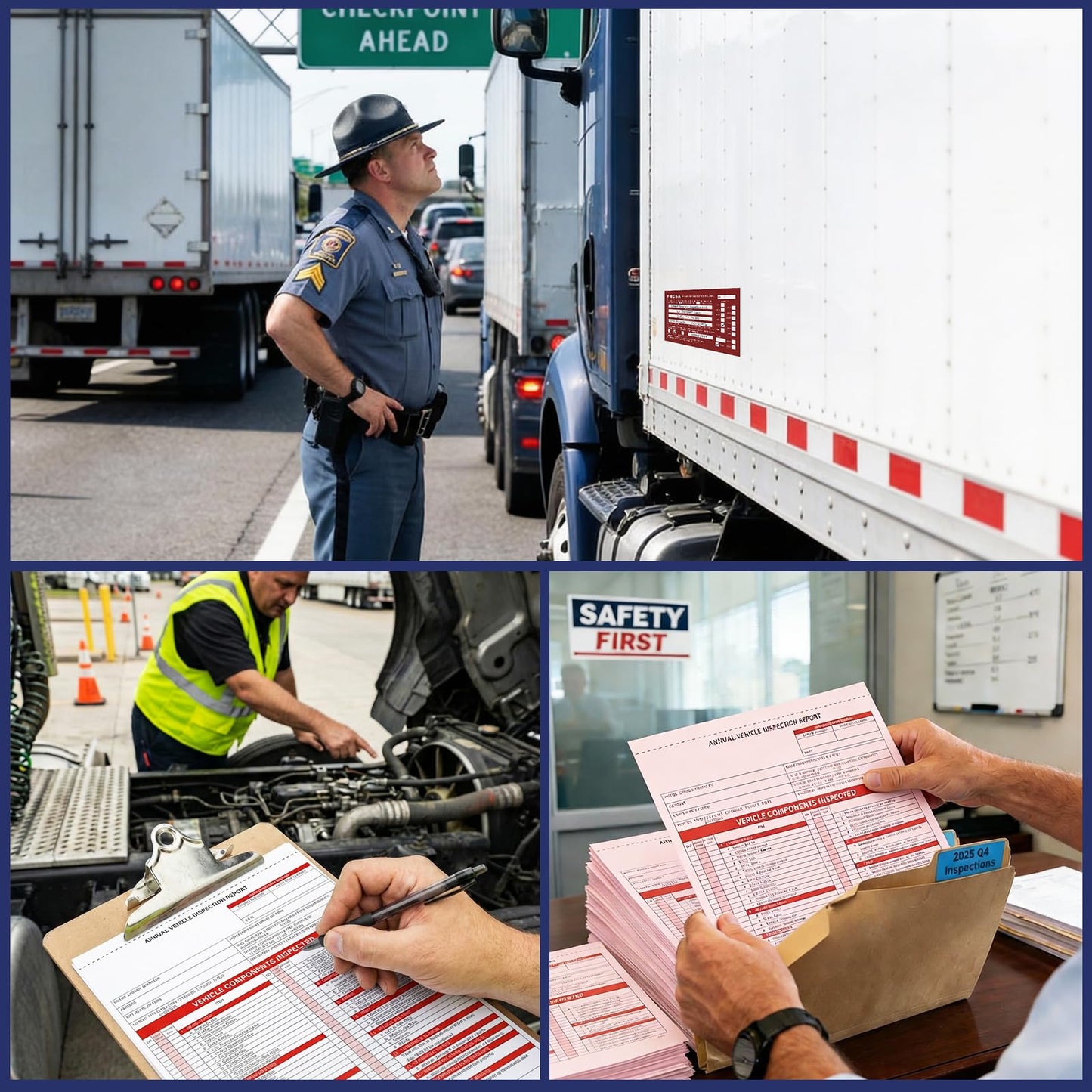 Annual Vehicle Inspection Record Kit – 3-Part NCR Forms (30 Sets) + High-Visibility Adhesive Labels (30) – for Trucks & Fleet Recordkeeping | Supports 49 CFR §396.17