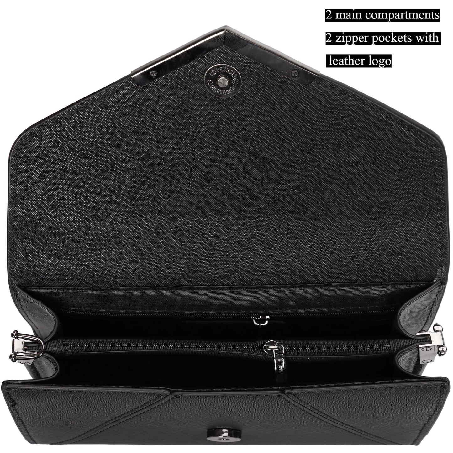 DEXMAY Women Envelope Clutch Faux Saffiano Leather Evening Handbag Foldover Clutch Bag Formal Dressy Purse Black