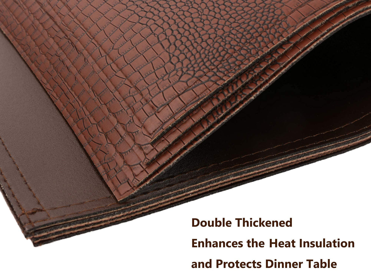 Faux Leather Placemats, PU Table Mats, Waterproof, Stain Resistant, Heat Resistant, Non-Slip Easy to Clean for Kitchen Dining Table, Conference Table, Brown