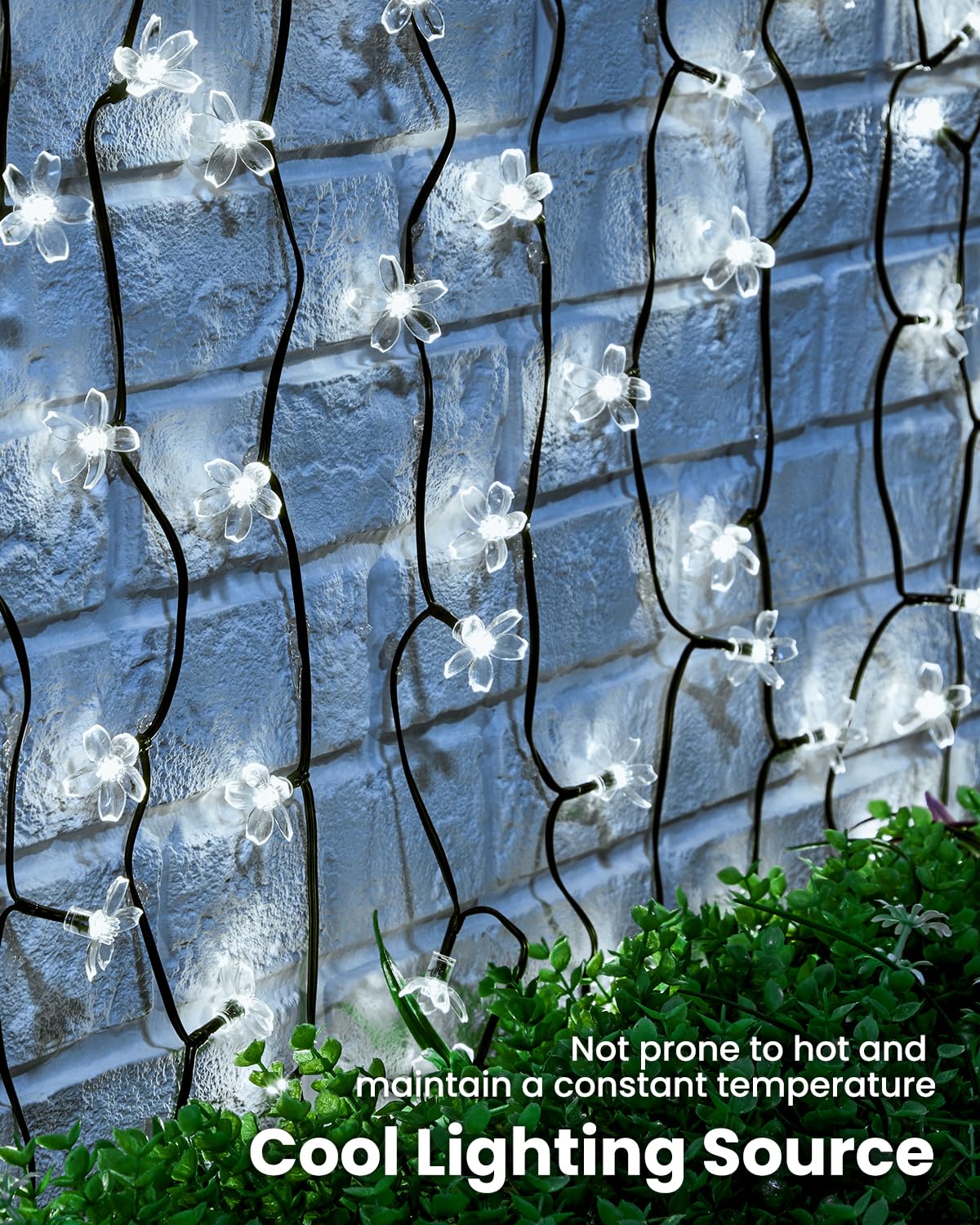 Brightown 60 LED Solar Flower String Lights Outdoor Waterproof Fairy Lights for Garden Yard Fence Patio Christmas Tree Wedding Party Decor, Pure White