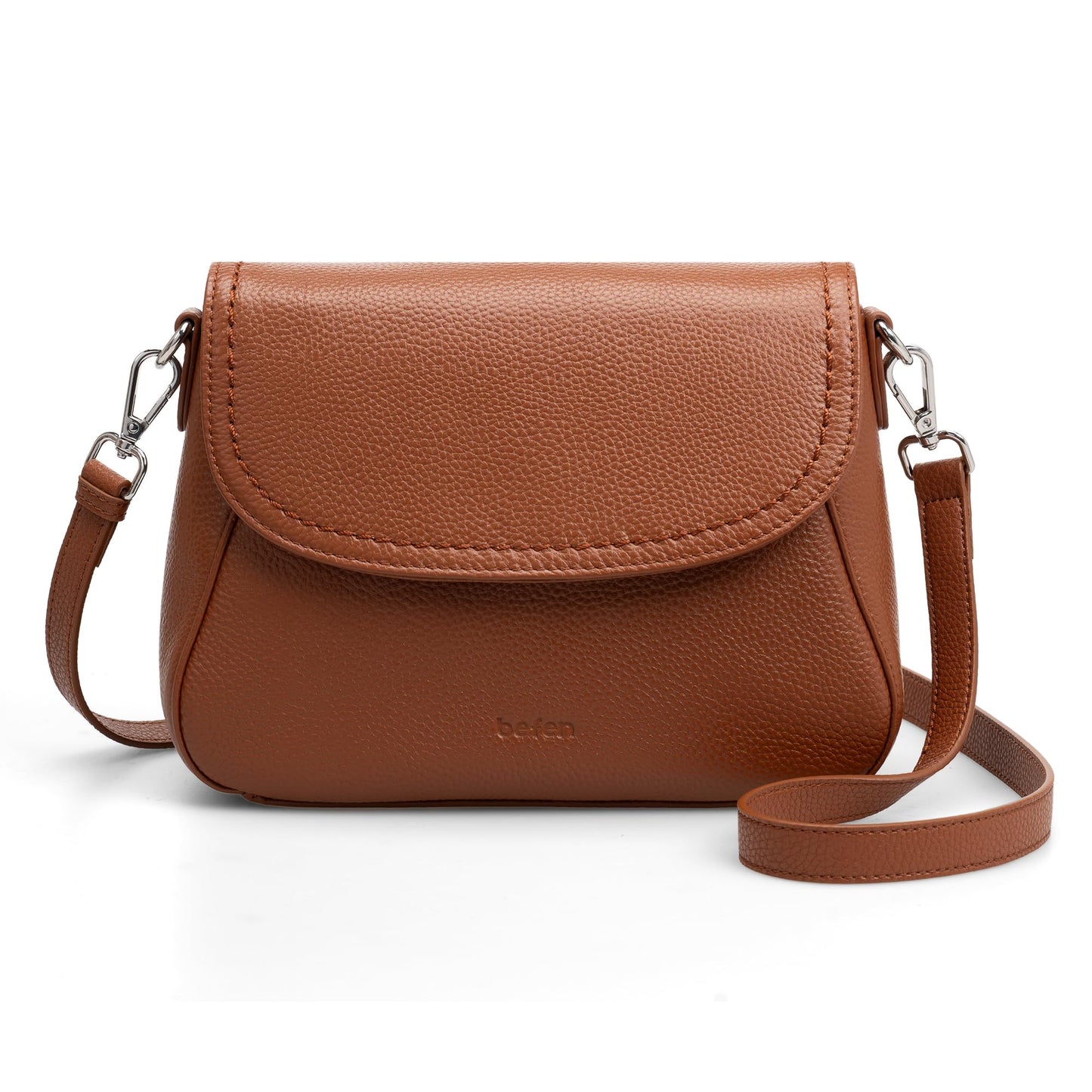 befen Genuine Leather Purses for Women Trendy, Women's Small Cross Body Saddle Bag Purse with RFID Card Slots - Cognac Brown Crossbody Bags 2026 Summer