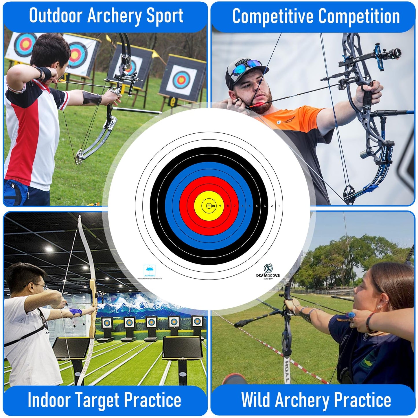 KAINOKAI Competitive Archery Targets Paper Compound Bow Target Paper 40cm/60cm/80cm (80cm/32in (10 Rings) 10PCS)