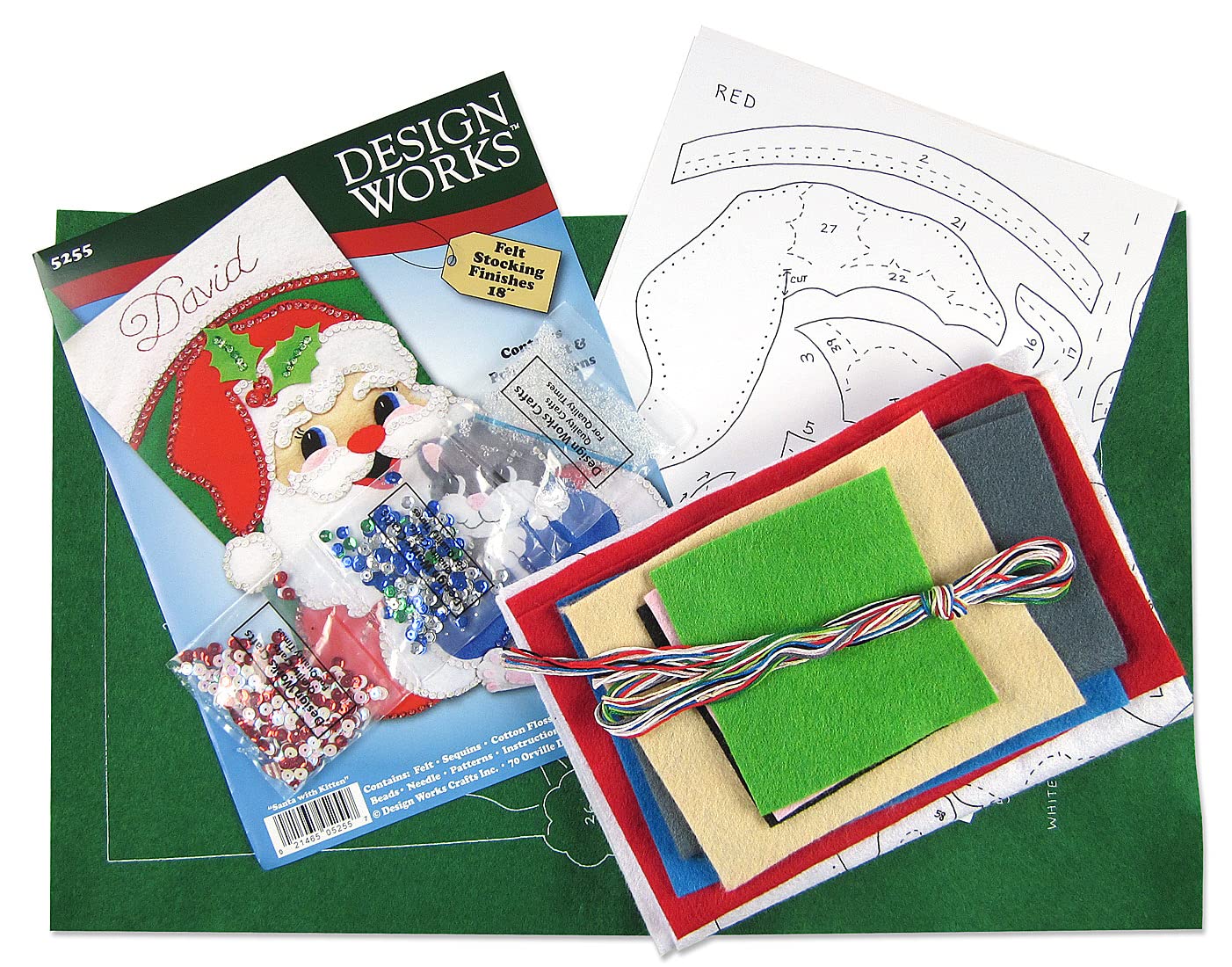 Santa with Kitten Felt Stocking Kit